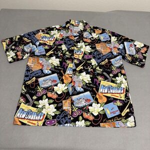 David Carey New Orleans Shirt Mens XXL Black Mardi Gras Jazz Cotton Blend Resort